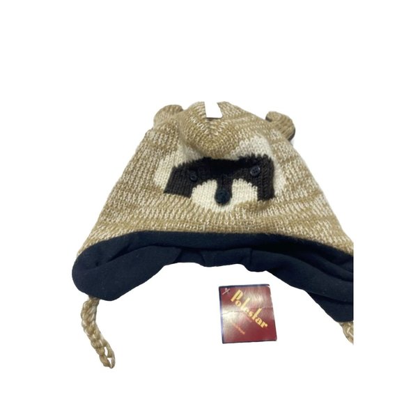 BRAND NEW Kid's Wool Knit Beanie Racoon Animal Winter Hat Pom Pom - Size Large - Picture 2 of 6